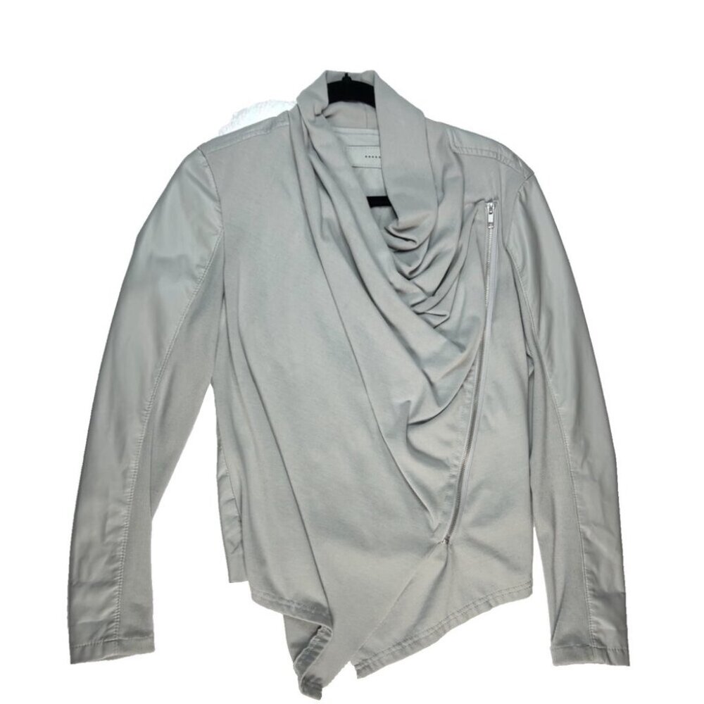BLANK NYC Gray-Medium-Asymmetrical Draped Zip Jacket Faux Leather -FREE shipping
